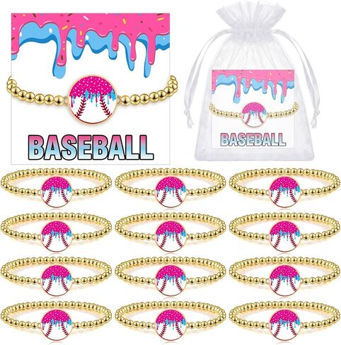 12 Sets Softball/baseball Bracelets Ice Cream Drip Sport Bracelets with Cards Inspirational Appreciation Gifts for Team Women(Softball) in Kuwait