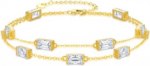 OJK 14K Gold Birthstone Bracelet for Women 14K Gold Layered Charm Link Bracelets Anniversary Birthday Jewelry Gifts for Wife Mom Her in Saudi Arabia
