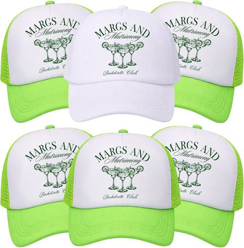 Shyyween 6 قطع Margs and Matrimony Party Trucker Hats Margarita قبعات البيسبول للنساء العازبة Camp تحت عنوان الزفاف وحفلات الزفاف وحفلات أعياد الميلاد in Kuwait