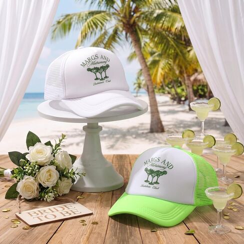 Shyyween 6 قطع Margs and Matrimony Party Trucker Hats Margarita قبعات البيسبول للنساء العازبة Camp تحت عنوان الزفاف وحفلات الزفاف وحفلات أعياد الميلاد in Kuwait