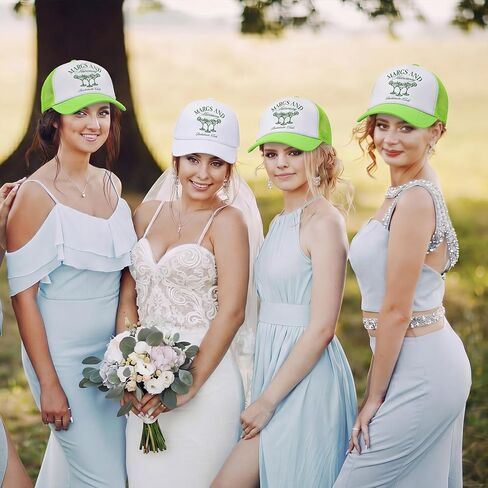 Shyyween 6 قطع Margs and Matrimony Party Trucker Hats Margarita قبعات البيسبول للنساء العازبة Camp تحت عنوان الزفاف وحفلات الزفاف وحفلات أعياد الميلاد in Kuwait