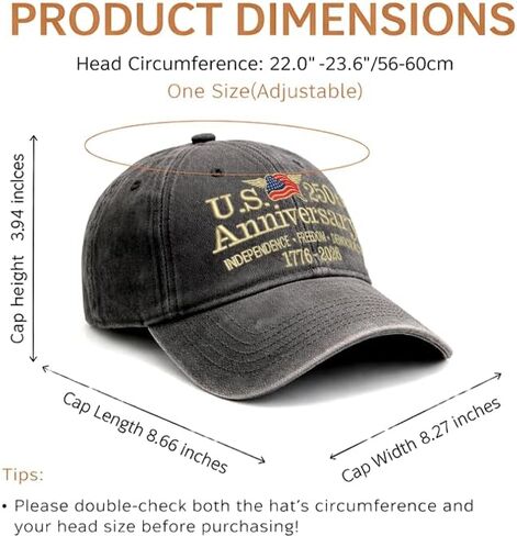 USA Hat - Embroidered United States 250th Anniversary Baseball Cap with Eagle - Patriotic US 250 Gifts for Men & Women - Adjustable Independence Day Hat Black in Saudi Arabia
