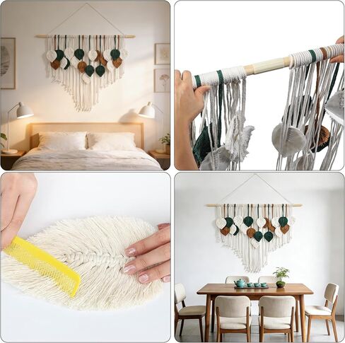 OUEST Large Macrame Wall Hanging Boho Woven Tapestry, Handmade Leaf Feather Bohemian Wall Art Decor, Chic Modern Home Decor for Living Room Bedroom Nursery Dorm Apartment Backdrop 39" W x 29.5" L in Saudi Arabia