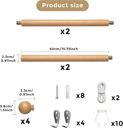 holoith 2 Pack Wooden Tapestry Hangers Tapestry Hanging Rod Adjustable Wood Rug Hanger 16-32 Inch Wall Hanging Tapestries Rods Rug Hangers for Walls in Saudi Arabia
