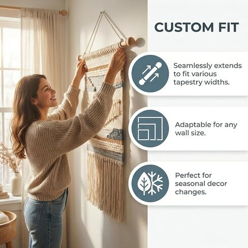 holoith 2 Pack Wooden Tapestry Hangers Tapestry Hanging Rod Adjustable Wood Rug Hanger 16-32 Inch Wall Hanging Tapestries Rods Rug Hangers for Walls in Saudi Arabia