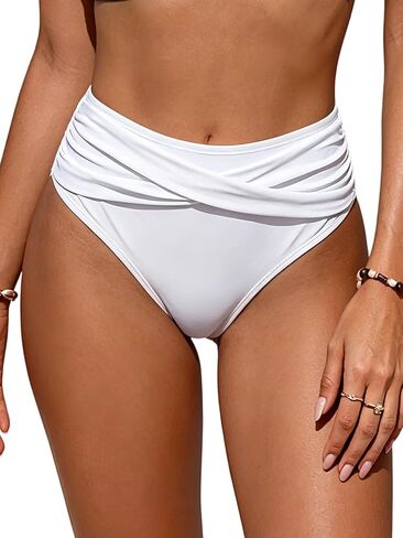 SWIMLANCE Women’s High Waisted Bikini Bottoms Tummy Control Ruched Bathing Suit Bottoms Full Coverage Swimsuit Bottoms in Saudi Arabia