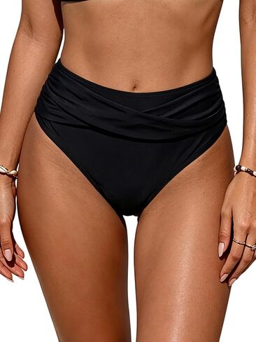 SWIMLANCE Women’s High Waisted Bikini Bottoms Tummy Control Ruched Bathing Suit Bottoms Full Coverage Swimsuit Bottoms in Saudi Arabia