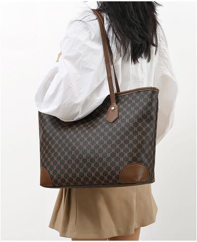 Crocodile-embossed crossbody bag with brown leather trim, classic pattern design, multiple compartments, professional-style zip-up shoulder bag，vintage purse in Kuwait
