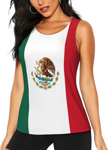 Women Tank Tops Sleeveless Vest Mexico Flag Pattern for Casual Gym Athletic Running Workout in Saudi Arabia