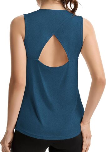 LURANEE Women Cross Open Back Workout Tank Tops Sleeveless Top Yoga Gym Running Shirt in Saudi Arabia