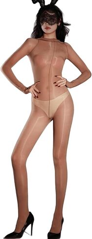 بدلة LESOYA للنساء والرجال الزيتية اللامعة بأكمام طويلة من Catsuit للنساء لكامل الجسم in Kuwait