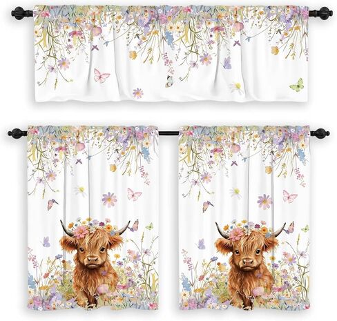 3 Pcs Cute Goose Kitchen Curtains Valances and Tiers Set,Retro Kitchen Curtains for Windows Funny Goose Decor Shorts Curtain Set for Bedroom Window Treatment Decor Cafe Curtains for Kitchen in Kuwait