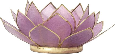 OM Gallery Gemstone Lotus Tealight Holder - Handcrafted Capiz Shell Design for Soft Glow, Elegant Home & Table Decor, Wedding Centerpieces, Votive Candle Styling, and Thoughtful Gifting - Amethyst in Saudi Arabia