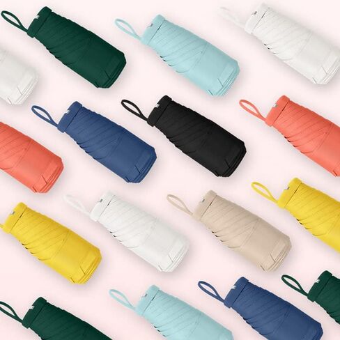 Small Mini Umbrella For Travel Compact UV Umbrella For Sun&Rain Windproof Lightweight Simple Color Flod Umbrella For Women Man Kids（Orange Pink） in Saudi Arabia