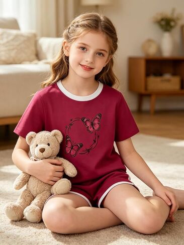 Size 7 14 Girls Summer Outfits 2 Piece Short Sleeve and Short Set Trendy Girl Outfits in Saudi Arabia