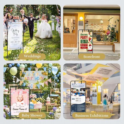 Wedding Welcome Sign Stand, Adjustable Welcome to Our Wedding Sign Holder with Poster Design & Leather Hanging Straps & Vine, Black Easel Stand for Welcome Sign, Party, Seating Charts, Wedding Decor in Kuwait