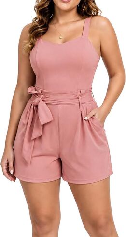 ZVO Sexy Jumpsuit for Women Sleeveless Spaghetti Strap Top and Shorts Pants Romper with Pocket in Saudi Arabia