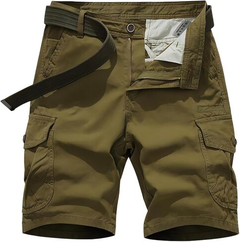 Mens Cargo Shorts Zipper Pocket Classic Fit Cotton Hiking Cargo Shorts for Men in Saudi Arabia
