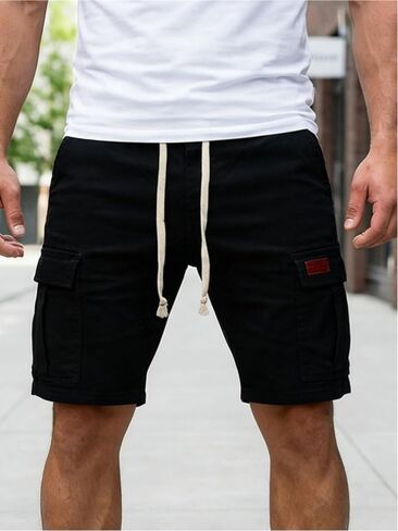 Men's Cargo Shorts Drawstring Elastic Waist Workout Gym Jogger with Pockets in Kuwait