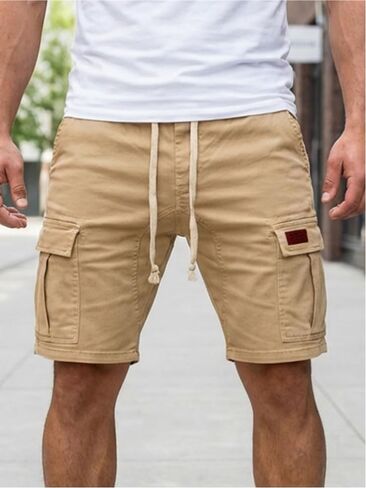 Men's Cargo Shorts Drawstring Elastic Waist Workout Gym Jogger with Pockets in Kuwait