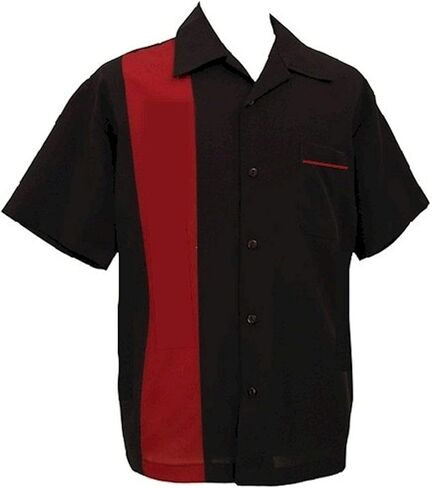 Steady Pop Check Single Panel Button Up in Black Red Bowling Shirt in Saudi Arabia