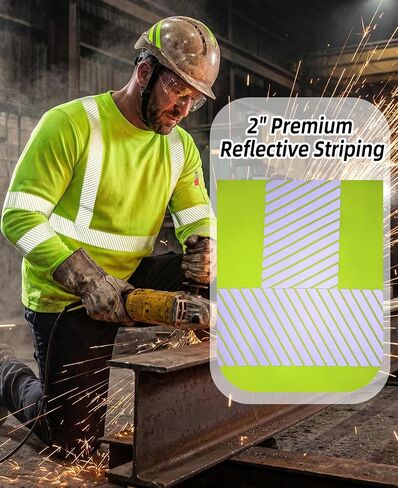 VATRENUS FR Shirts for Men High Visibility Flame Resistant Shirts 6oz Hi-Vis Reflective Shirts Men's Safety Shirts for Work in Saudi Arabia