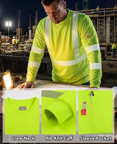 VATRENUS FR Shirts for Men High Visibility Flame Resistant Shirts 6oz Hi-Vis Reflective Shirts Men's Safety Shirts for Work in Saudi Arabia