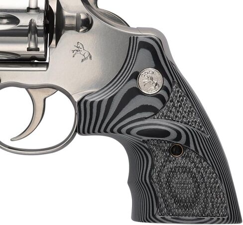 Altamont Colt Python Boot Grip - Grey/Black G10 Checkered with Silver Medallions LIC in Saudi Arabia