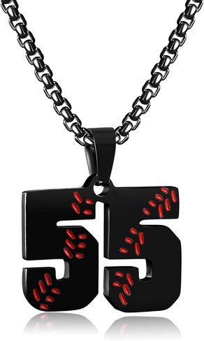 Personalized Number Necklace for Boys 0-99 Athletes Jersey Number Stainless Steel Baseball Team Charms Pendant Baseball Gifts for Men in Saudi Arabia