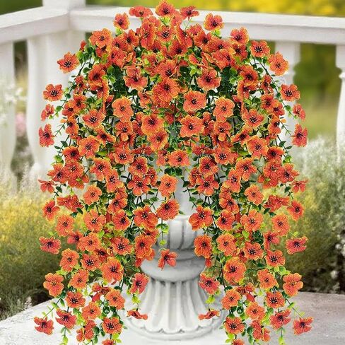 20 Pcs Artificial Plants Outdoor Fake Grass UV Resistant Faux Outdoor Plant, Artificial Greenery Stems Bushes Fake Plants for Spring Summer Fall Decor Fake Mums Fall Flowers Garden Home Decor, Red in Saudi Arabia