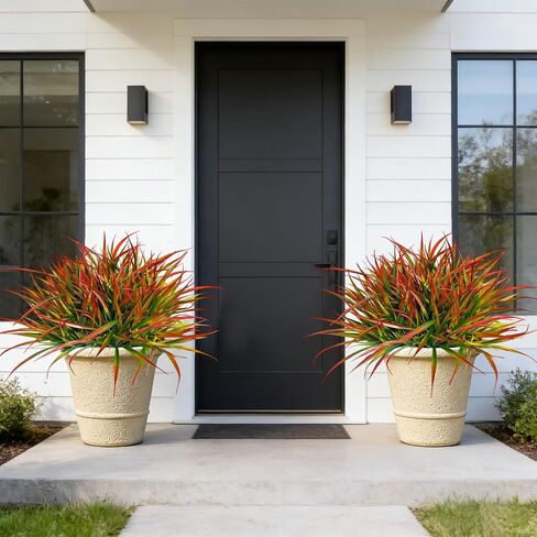 20 Pcs Artificial Plants Outdoor Fake Grass UV Resistant Faux Outdoor Plant, Artificial Greenery Stems Bushes Fake Plants for Spring Summer Fall Decor Fake Mums Fall Flowers Garden Home Decor, Red in Saudi Arabia