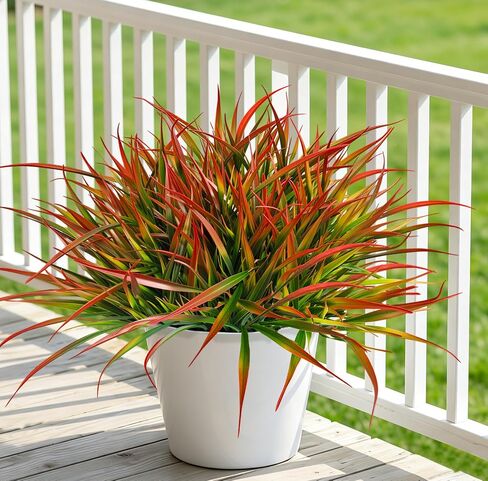 20 Pcs Artificial Plants Outdoor Fake Grass UV Resistant Faux Outdoor Plant, Artificial Greenery Stems Bushes Fake Plants for Spring Summer Fall Decor Fake Mums Fall Flowers Garden Home Decor, Red in Saudi Arabia