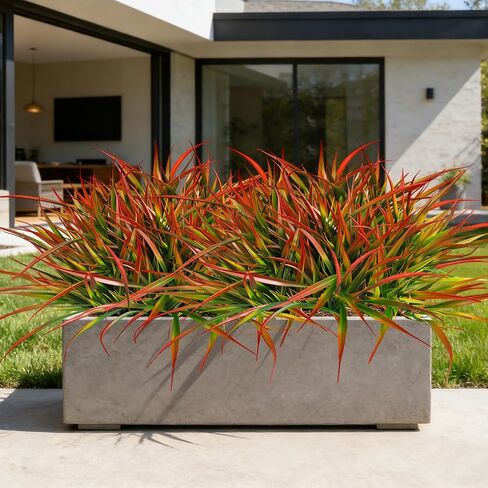 20 Pcs Artificial Plants Outdoor Fake Grass UV Resistant Faux Outdoor Plant, Artificial Greenery Stems Bushes Fake Plants for Spring Summer Fall Decor Fake Mums Fall Flowers Garden Home Decor, Red in Saudi Arabia