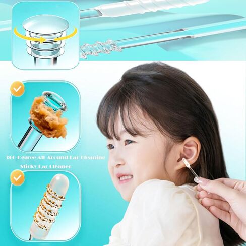 New Dual-Ended Sticky Ear Cleaning Sticks, 48Pcs Reusable and Washable Earwax Removal Tool, 360° Safe Ear Wax Removal for Adults, Eco-Friendly Gentle Resin Gel Ear Stick | resin gel ear stick in Saudi Arabia