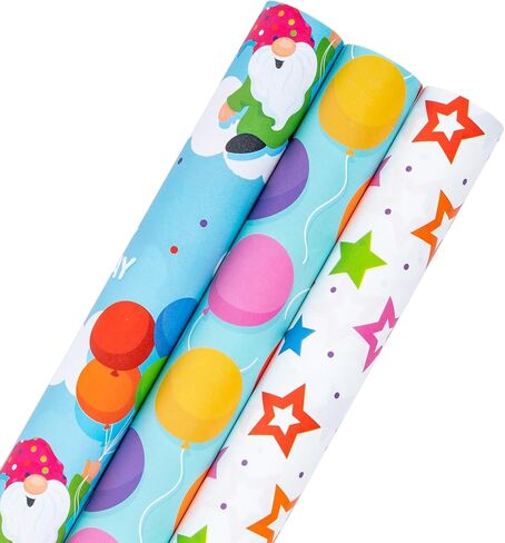 RUSPEPA Vintage Wrapping Paper with Tags, Jute String, Mini Roll, 17 inches x 10 feet per Roll, Total of 3 Rolls, Spring in Kuwait