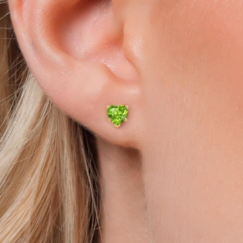 أقراط من الذهب الأصفر عيار 14 قيراط من جيم ستون كينغ للنساء | 5 مللي متر جوهرة على شكل قلب من الأحجار الكريمة | هدية مجوهرات راقية للنساء in Kuwait
