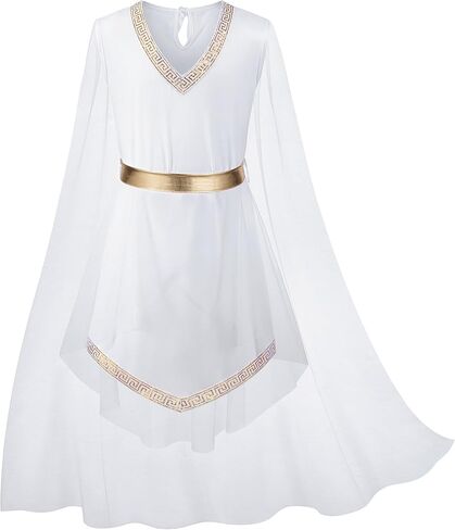 Girl's Toga Dress Greek God Outfit Roman Robe Cosplay Halloween Costume Accessories Set in Saudi Arabia