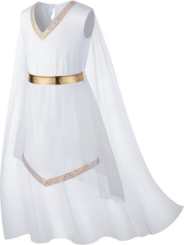 Girl's Toga Dress Greek God Outfit Roman Robe Cosplay Halloween Costume Accessories Set in Saudi Arabia