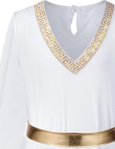 Girl's Toga Dress Greek God Outfit Roman Robe Cosplay Halloween Costume Accessories Set in Saudi Arabia