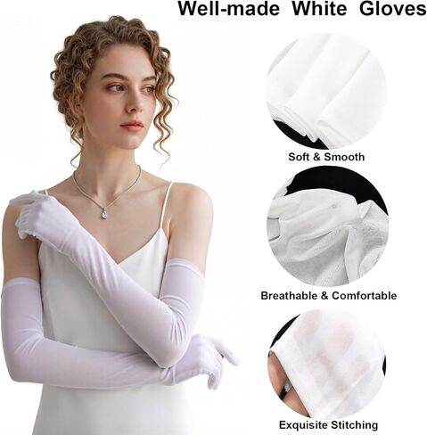 Women's Sheer Mesh Gloves 1920s Long Opera Gloves Costume Wedding Prom Tea Party Dance Gloves in Saudi Arabia