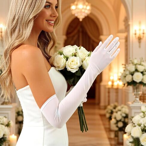 Women's Sheer Mesh Gloves 1920s Long Opera Gloves Costume Wedding Prom Tea Party Dance Gloves in Saudi Arabia