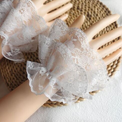 Lolita Short Lace Fingerless Glove White Lace Sexy Elastic Tulle Hand Sleeve for Women Girls Halloween Wedding Masquerade Nightclub Tea Party Costume Accessories in Saudi Arabia