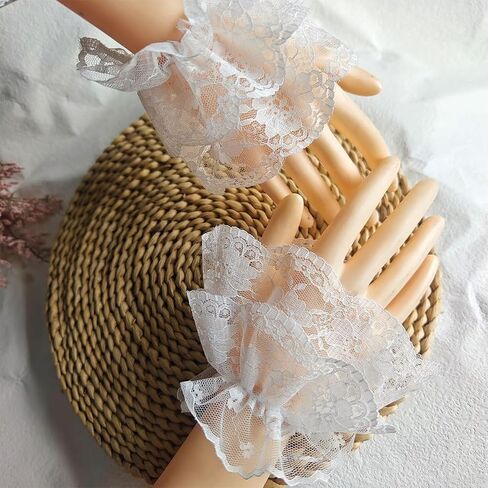 Lolita Short Lace Fingerless Glove White Lace Sexy Elastic Tulle Hand Sleeve for Women Girls Halloween Wedding Masquerade Nightclub Tea Party Costume Accessories in Saudi Arabia