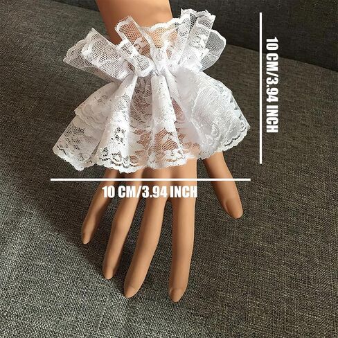 Lolita Short Lace Fingerless Glove White Lace Sexy Elastic Tulle Hand Sleeve for Women Girls Halloween Wedding Masquerade Nightclub Tea Party Costume Accessories in Saudi Arabia
