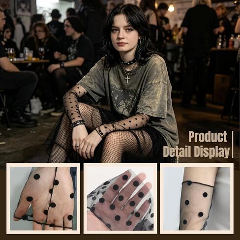 Long Fingerless Sheer Gloves for Women Tulle Sheer Mesh Arm Sleeves for Wedding Bridal Opera Tea Party Halloween Costume 80s in Kuwait
