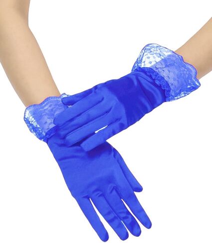 Women's Short Satin Wedding Gloves Lace Gloves with Ruffle for Tea Party Banquet 1920s Flapper Costume in Saudi Arabia