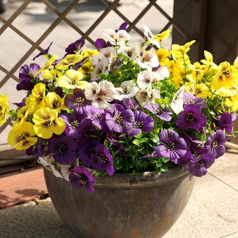 Fanfantoey Artificial Flowers for Outdoors,UV Resistant Fake Flowers Silk Pansy for Outside Porch Yard Patio Home Decor in Saudi Arabia