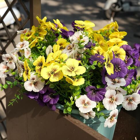 Fanfantoey Artificial Flowers for Outdoors,UV Resistant Fake Flowers Silk Pansy for Outside Porch Yard Patio Home Decor in Saudi Arabia