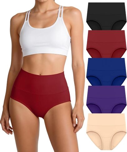 Women's Underwear Cotton Briefs Full Coverage Ladies Panties Double Layer Crotch Breathable Stretchy Soft 5 Pack in Saudi Arabia