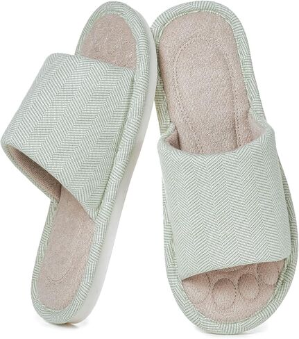 Dokela Womens Open Toe House Slippers Breathable Slip-on Indoor Slippers with Memory Foam Soft Machine Washable Bedroom Home Shoes in Kuwait